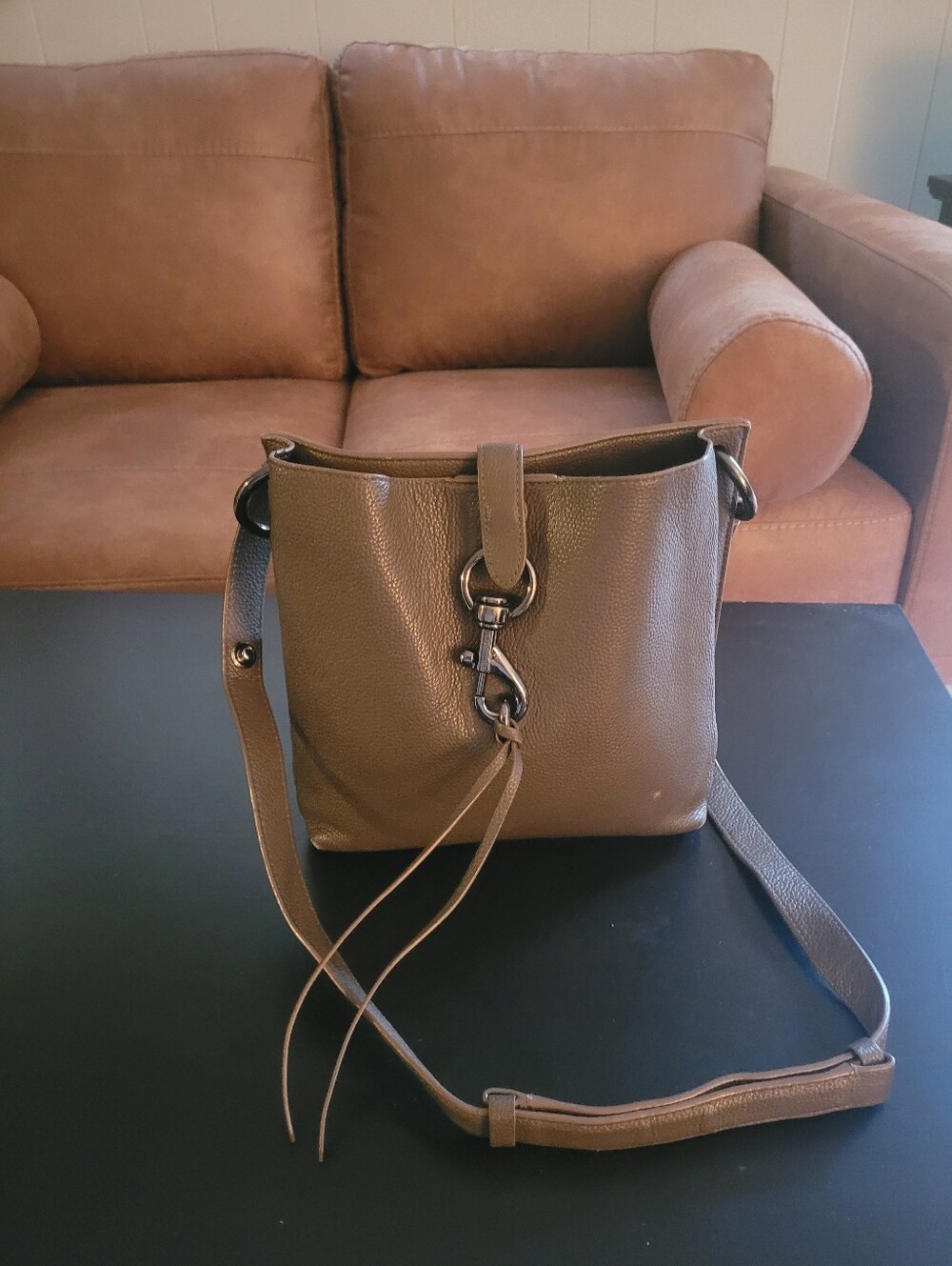 Rebecca Minkoff Taupe Leather Crossbody Bag with Silver Hardware